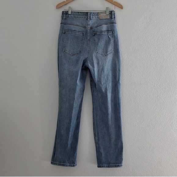 ZGY Denim Ripped Straight Leg Jean in Reality Blue Trash Denim - Picture 11 of 12